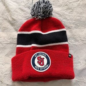 St John’s Pom Pom Beanie - Red and Black